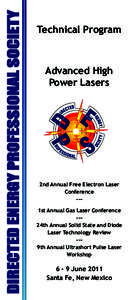 DIRECTED ENERGY PROFESSIONAL SOCIETY  Technical Program Advanced High Power Lasers