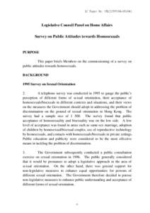 LC Paper No. CB[removed])  Legislative Council Panel on Home Affairs Survey on Public Attitudes towards Homosexuals