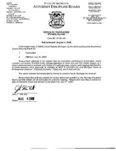 OOSTERHOUSE, Carl - Notice of Revocation (Pending Appeal) - Effective July 30, 2008