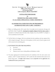 Li t t l e C o m p t o n F i r e D e p a r t m e n t Office of Fire Prevention 60 Simmons Road Little Compton, Rhode Island[removed]INSTALLATION PROCEDURES for