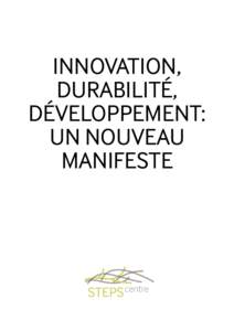 Innovation, durabilité, développement: un nouveau manifeste