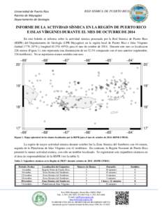 RED SISMICA DE PUERTO RICO  Universidad de Puerto Rico Recinto de Mayagüez Departamento de Geología