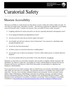 National Park Service Museum Management Program January 2003 Curatorial Safety Museum Accessibility