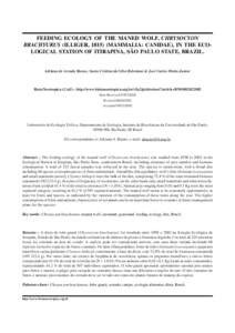 FEEDING ECOLOGY OF THE MANED WOLF, CHRYSOCYON BRACHYURUS (ILLIGER, [removed]MAMMALIA: CANIDAE), IN THE ECOLOGICAL STATION OF ITIRAPINA, SÃO PAULO STATE, BRAZIL.