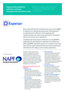 Financial services / Credit / Experian / Pension / National Association of Pension Funds / Financial economics / Pensions in the United Kingdom / Employment compensation