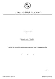 conseil national du travail _______________________________________________________________________________________ A V I S N° 1.367 ------------------------