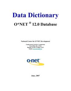 Data Dictionary O*NET   12.0 Database