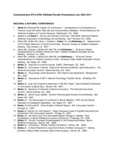 Comprehensive WVU ICRC Affiliated Faculty Presentation List, [removed]REGIONAL & NATIONAL CONFERENCES 1.  2.