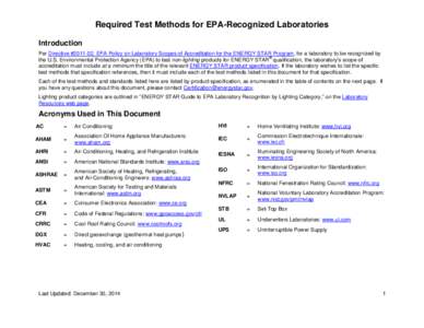 Required Test Methods for EPA-Recognized Laboratories