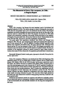 The Biocontrol of Gorse, Ulex europaeus, in Chile: A Progress Report