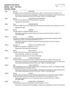 Legislative Day History Monday April 14th, 2014 Chamber: Senate SB57  Apr 14, [removed]:42 PM