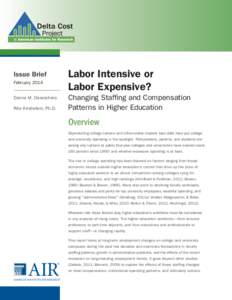 Issue Brief February 2014 Donna M. Desrochers Rita Kirshstein, Ph.D.  Labor Intensive or