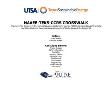 NAAEE-TEKS-CCRS CROSSWALK  Alignment of the Excellence in Environmental Education Guidelines for Learning (NAAEE), the Texas Essential Knowledge and Skills, & College & Career Readiness Science & Social Studies Standards