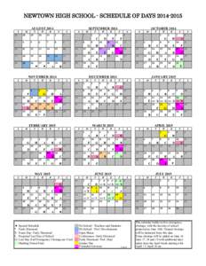 NEWTOWN HIGH SCHOOL - SCHEDULE OF DAYS[removed]AUGUST 2014 S M