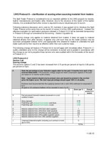 LWG Protocol 6 – clarification of scoring when sourcing material from traders The Split Trader Protocol is considered to be an important addition to the LWG program for brands, leather manufacturers and traders alike. 