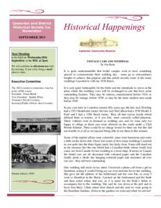 Casterton and District Historical Society Inc Newsletter Historical Happenings