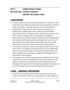 PART 1  ZONING REGULATIONS SECTION 3400 OVERLAY DISTRICT AIRPORT INFLUENCE AREA