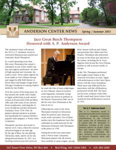 Anderson Center News  Spring / Summer 2015 Jazz Great Butch Thompson Honored with A. P. Anderson Award