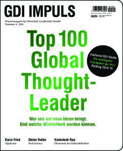 ISSNCHF 35 . EUR 27  Wissensmagazin für Wirtschaft, Gesellschaft, Handel NummerTop 100