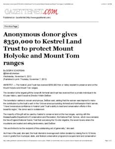 Anonymous donor gives $350,000 to Kestrel Land Trust to protect Mount Holyoke and Mount Tom ranges | GazetteNet.com[removed]:44 PM Published on GazetteNet (http://www.gazettenet.com)