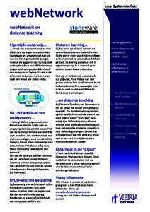 webNetwork  t.a.v. Systeembeheer webNetwork en distance teaching