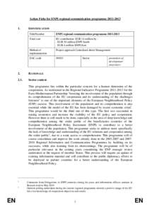 Action Fiche for ENPI regional communication programme[removed]IDENTIFICATION Title/Number