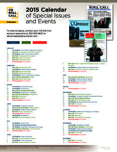 Monday, September 15, 2014  Consumer 2015 Calendar of Special Issues
