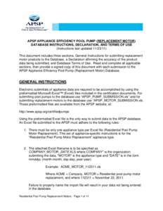 Microsoft Word - APSP Residential Pool Pump Motor Replacement database submission instructions[removed]