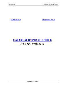 OECD SIDS  CALCIUM HYPOCHLORITE