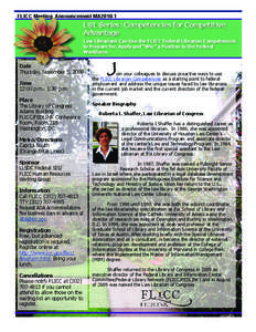 FLICC Meeting Announcement MA2010-1  L@L Series: Competencies for Competitive Advantage Law Librarians Can Use the FLICC Federal Librarian Competencies to Prepare for, Apply and “Win” a Position in the Federal