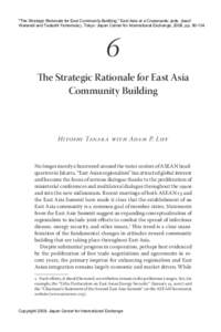 The Strategic Rationale for East Asia Community Building