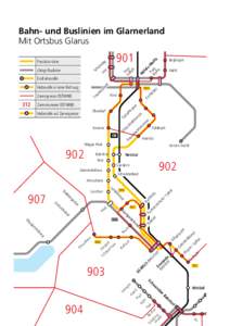 Bahn- und Buslinien im Glarnerland Mit Ortsbus Glarus ne Haltli