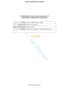 Journal of Applied Polymer Science  Crystallization and thermal properties of polylactide/palygorskite composites  Journal: