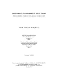 DIET STUDIES OF “SOUTHERN RESIDENT” KILLER WHALES: PREY SAMPLING AND BEHAVIORAL CUES OF PREDATION