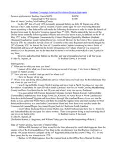 Southern Campaign American Revolution Pension Statements Pension application of Bedford Garris S6876 fn11NC Transcribed by Will Graves[removed]State of North Carolina, Mecklenburg County