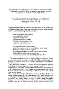 An Alternative Interpretation of Preideu Annwfyn, lines[removed]Thomas Green