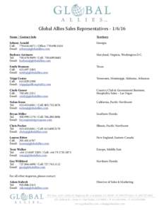 Global Allies Sales RepresentativesName / Contact Info Territory