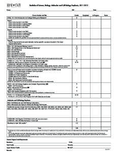 Bachelor of Science, Biology, Molecular and Cell Biology Emphasis, [removed]Name ID#	Date	  Course Number and Title