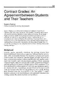 285  Contract Grades: An Agreement between Students and Their Teachers Lynda S. Radican