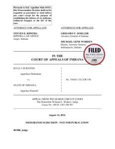 Pursuant to Ind. Appellate Rule 65(D), this Memorandum Decision shall not be regarded as precedent or cited before any court except for the purpose of establishing the defense of res judicata, collateral estoppel, or the