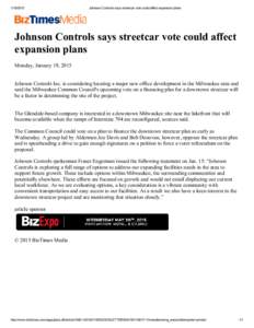 Johnson Controls says streetcar vote could affect expansion plans Johnson Controls says streetcar vote could affect expansion plans