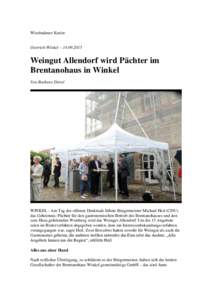 Wiesbadener Kurier Oestrich-Winkel – Weingut Allendorf wird Pächter im Brentanohaus in Winkel Von Barbara Dietel
