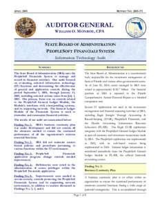 APRIL[removed]REPORT NO[removed]AUDITOR GENERAL WILLIAM O. MONROE, CPA
