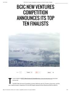 [removed]BCIC New Ventures Competition Announces its Top Ten Finalists | BetaKit BCIC NEW VENTURES COMPETITION