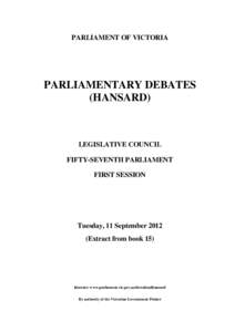 EXTRACTFROMBOOK  PARLIAMENT OF VICTORIA PARLIAMENTARY DEBATES (HANSARD)