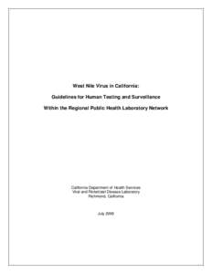 West Nile Virus in California: Guidelines for Human Testing and Surveillance