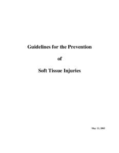 Guidelines for the Prevention of Soft Tissue Injuries May 12, 2003