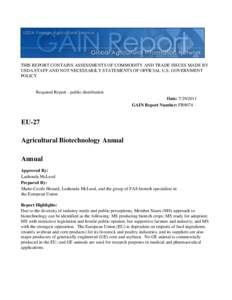 THIS REPORT CONTAINS ASSESSMENTS OF COMMODITY AND TRADE ISSUES MADE BY USDA STAFF AND NOT NECESSARILY STATEMENTS OF OFFICIAL U.S. GOVERNMENT POLICY Required Report - public distribution Date: [removed]