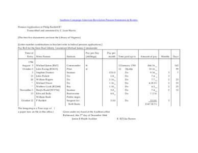 Southern Campaign American Revolution Pension Statements & Rosters Pension Application of Philip Bartlett R7 Transcribed and annotated by C. Leon Harris [The first five documents are from the Library of Virginia:] [Lette