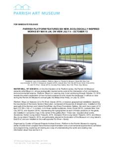 FOR IMMEDIATE RELEASE  PARRISH PLATFORM FEATURES SIX NEW, ECOLOGICALLY INSPIRED WORKS BY MAYA LIN, ON VIEW JULY 4 – OCTOBER 13  Installation view of the exhibition, Platform: Maya Lin. Parrish Art Museum, Water Mill, N